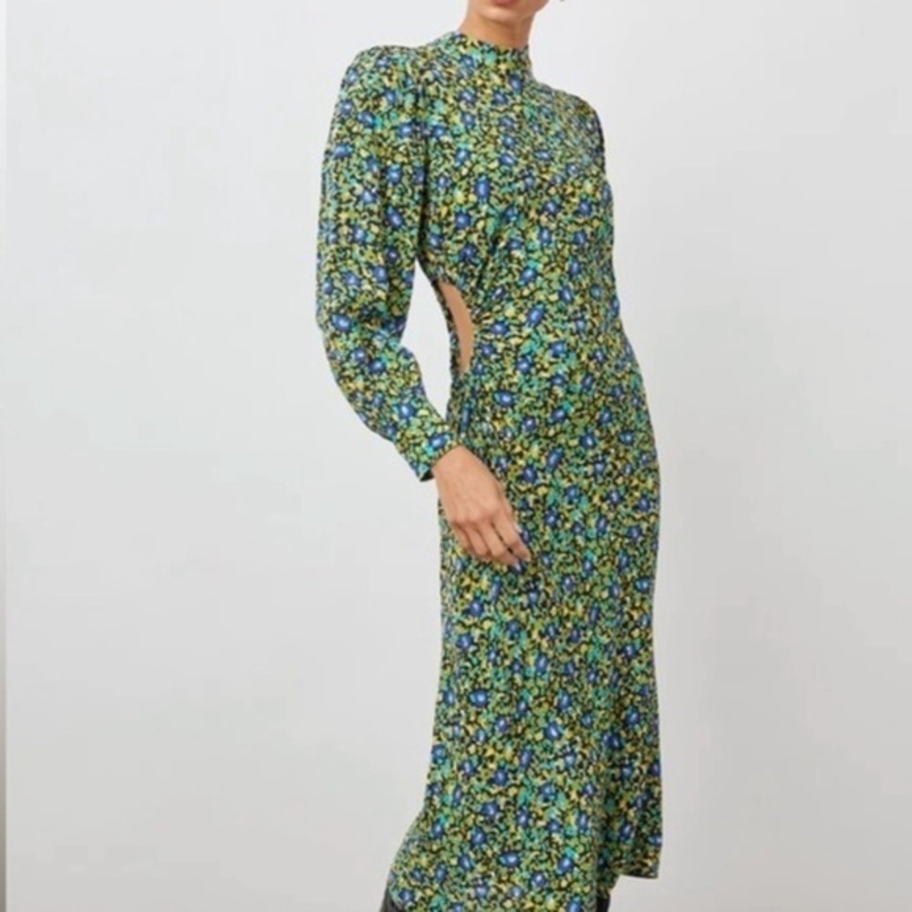 Rails Carmel puff sleeve Dress in Abstract Garden New Bodycon dress Size Small